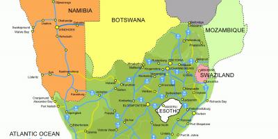 Kaart van Lesotho en zuid-afrika