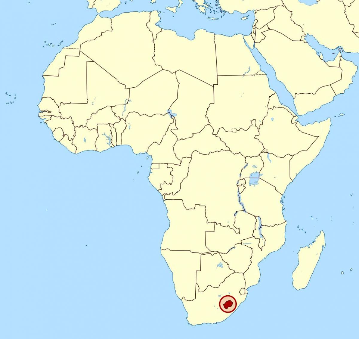 kaart van Lesotho op de kaart van afrika