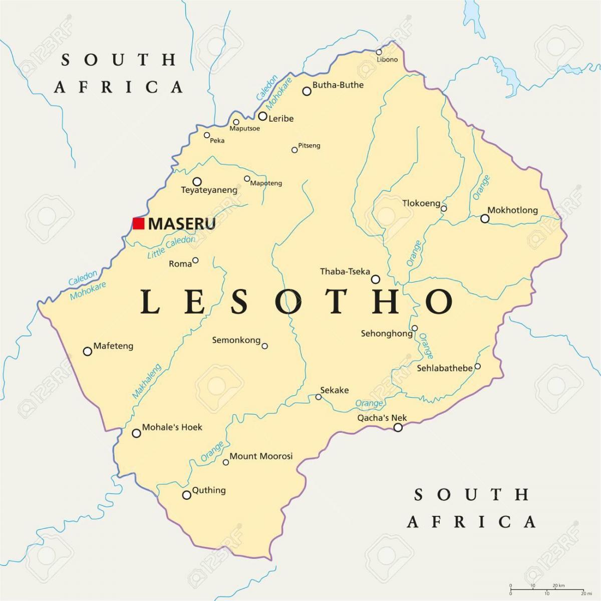 kaart van maseru in Lesotho